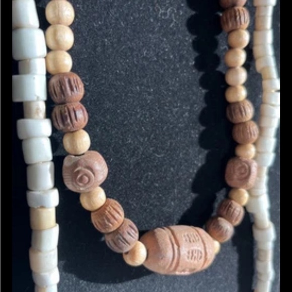 African Tribal Necklaces ~wood~clay~White Goomba Trade Beads - Picture 5 of 7